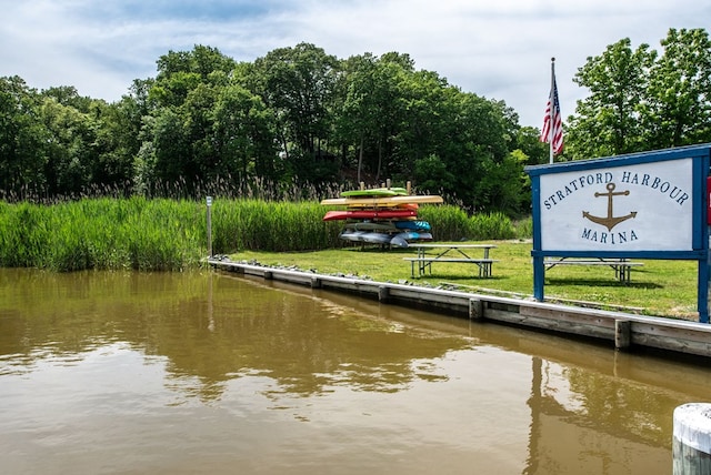 dock area featuring a water view