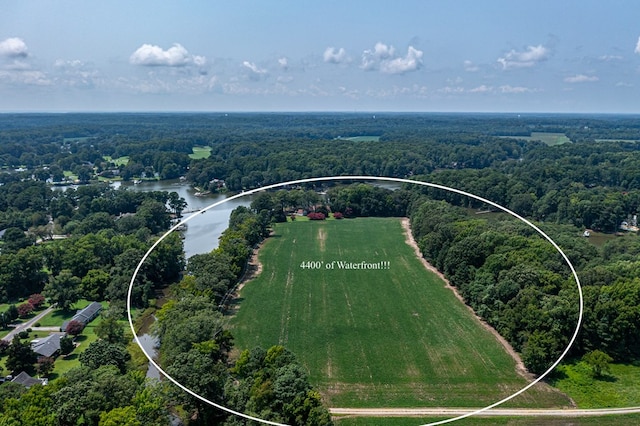 aerial view featuring a rural view and a water view