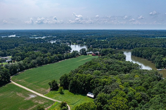 birds eye view of property with a rural view and a water view