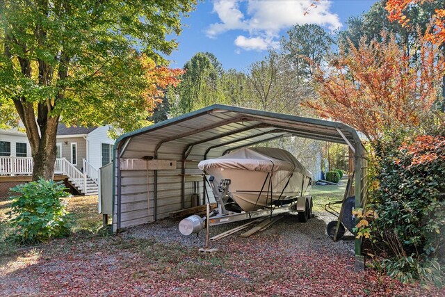 view of parking with a carport