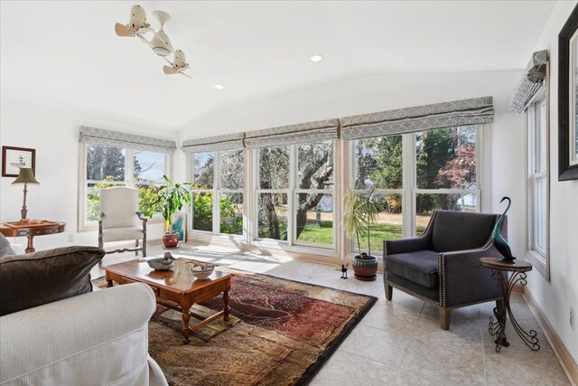 sunroom / solarium with vaulted ceiling