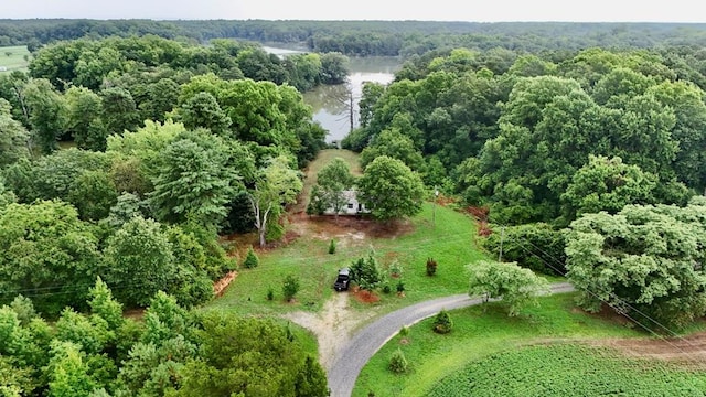 bird's eye view with a rural view and a water view