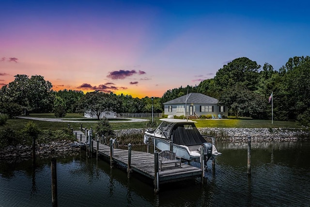 131 Henry Creek Ln, Kilmarnock, VA 22482 - dock area with a water view and a lawn
