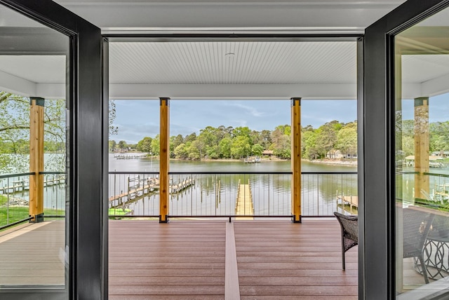 doorway with a water view