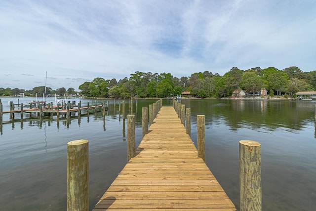view of dock featuring a water view