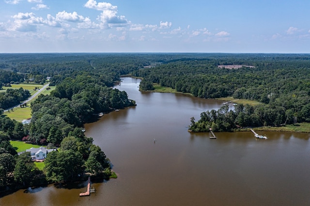 bird's eye view featuring a water view