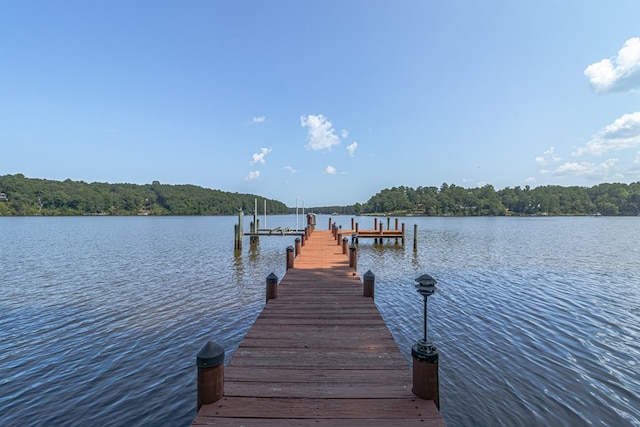 view of dock featuring a water view