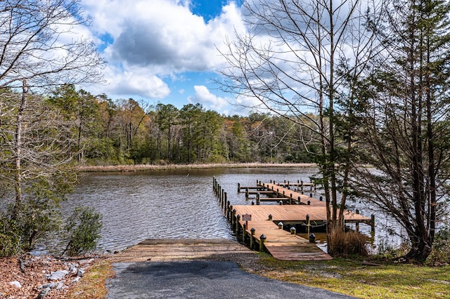 view of dock featuring a water view