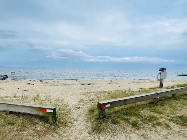 view of water feature featuring a view of the beach