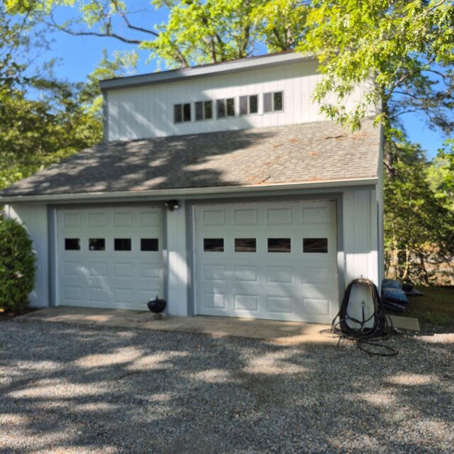 view of detached garage