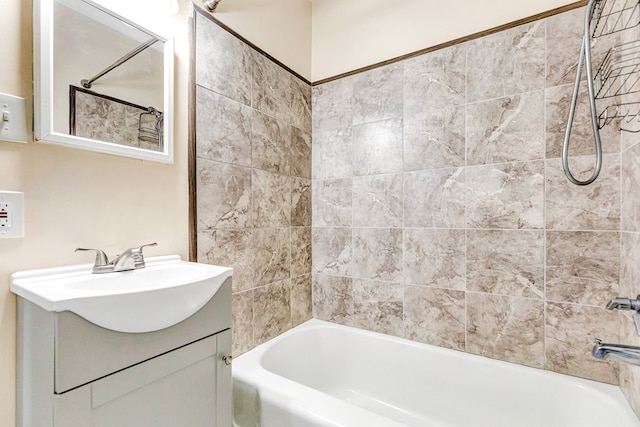 full bath featuring washtub / shower combination and vanity