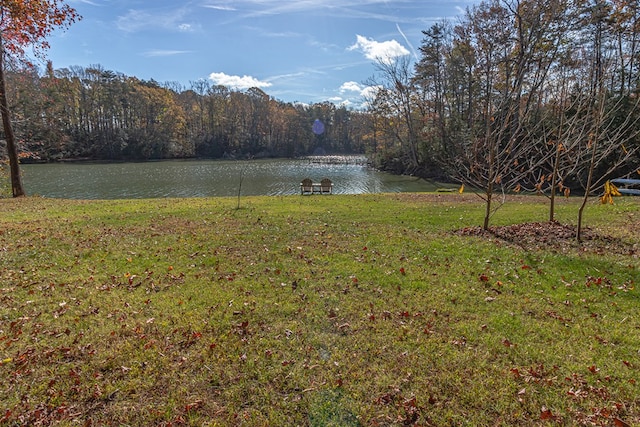 view of yard featuring a water view