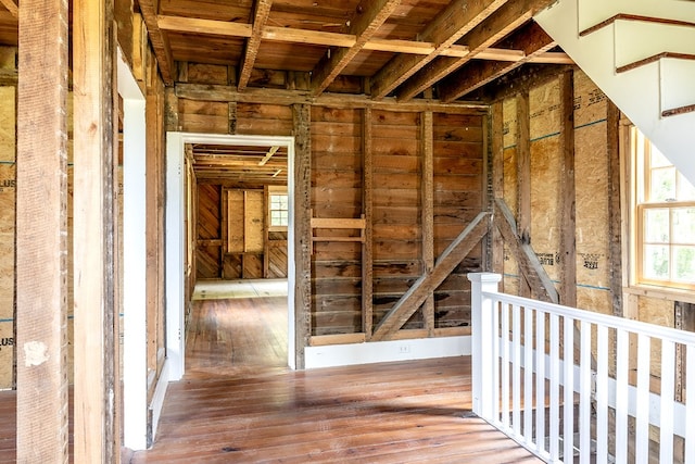2274 Menokin Rd, Warsaw, VA 22572 - hallway with wood-type flooring and wooden ceiling
