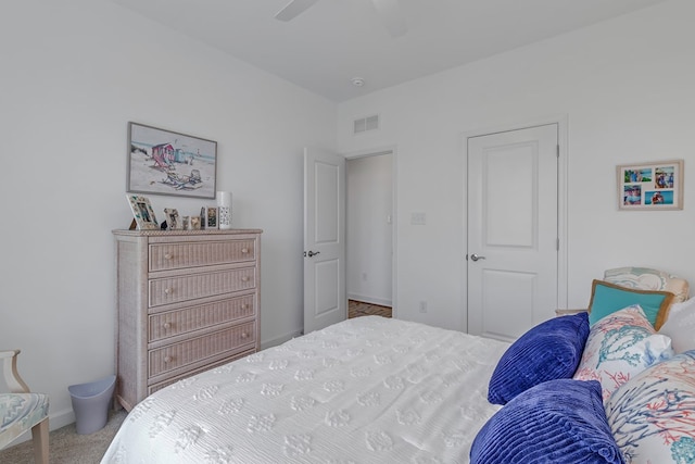 bedroom with carpet floors and ceiling fan