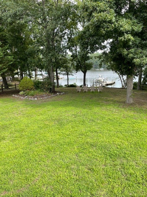 view of yard with a water view