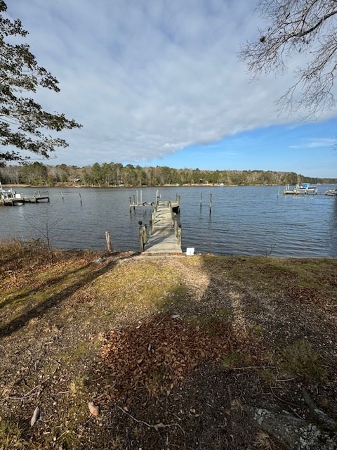 view of dock featuring a water view