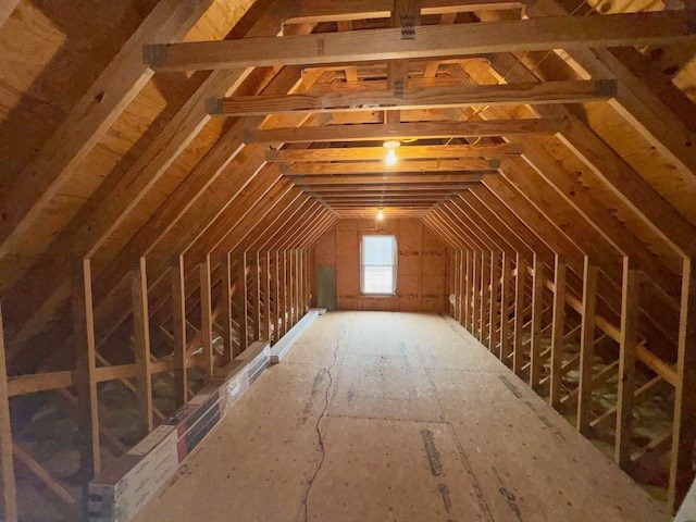 view of unfinished attic