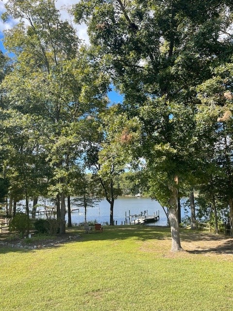 property view of water with a boat dock