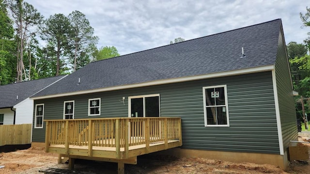 605 Shorewood Dr, Colonial Beach, VA 22443 - back of house featuring a wooden deck and roof with shingles
