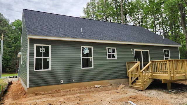 605 Shorewood Dr, Colonial Beach, VA 22443 - rear view of house with a deck and roof with shingles