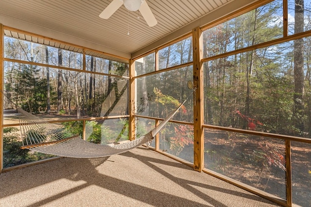 341 Pine Reach Dr, Kilmarnock, VA 22482 - unfurnished sunroom featuring ceiling fan