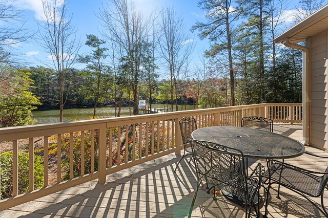 341 Pine Reach Dr, Kilmarnock, VA 22482 - deck with outdoor dining area and a water view