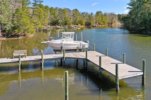 341 Pine Reach Dr, Kilmarnock, VA 22482 - dock area with boat lift and a water view