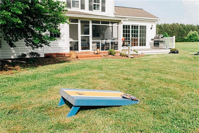exterior space featuring a yard