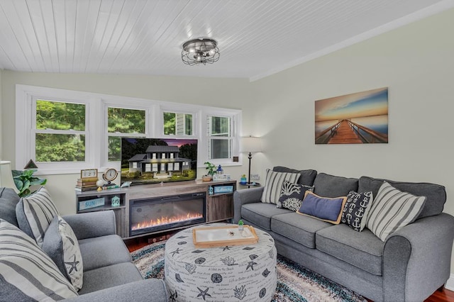 living room with hardwood / wood-style floors