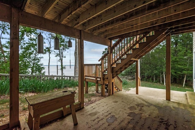 1753 N Independence Dr, Montross, VA 22520 - view of patio featuring stairway and a water view