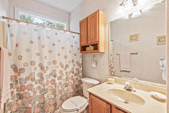 1753 N Independence Dr, Montross, VA 22520 - bathroom featuring vanity, toilet, and curtained shower