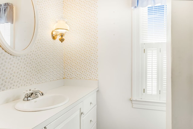 192 Morattico Rd, Lancaster, VA 22503 - bathroom featuring wallpapered walls and vanity