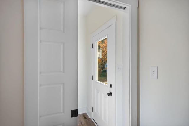 entryway featuring hardwood / wood-style flooring