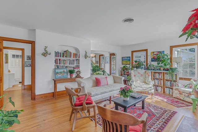 living room featuring light wood-type flooring