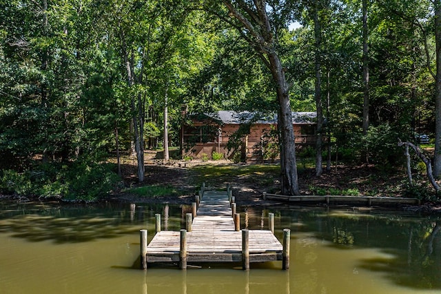 dock area with a water view