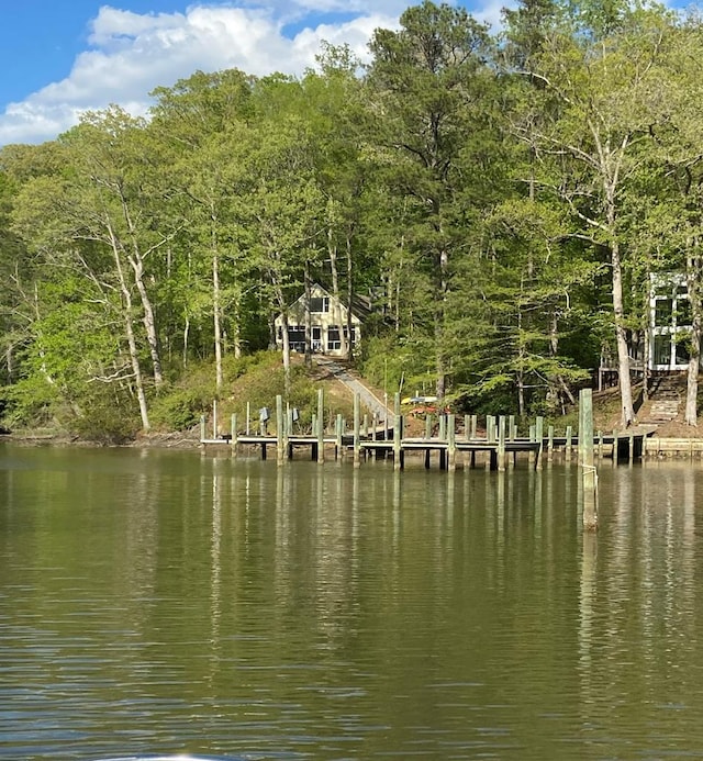 view of water feature featuring a dock