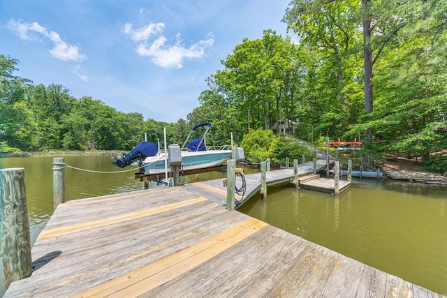 view of dock featuring a water view