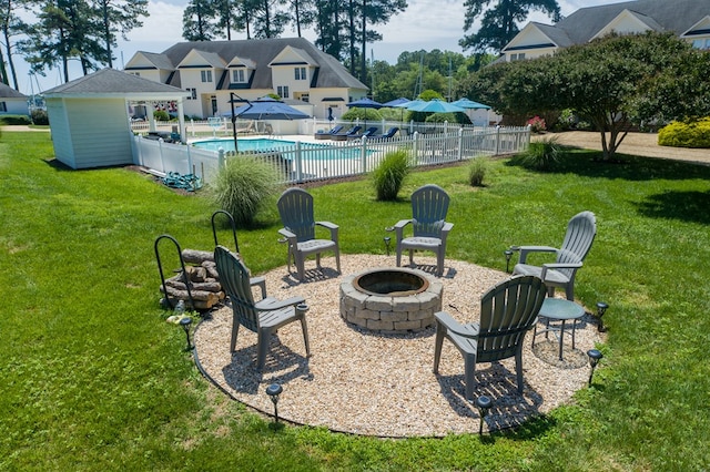 1032 Fishing Bay Rd, Deltaville, VA 23043 - view of yard with a fire pit and a patio