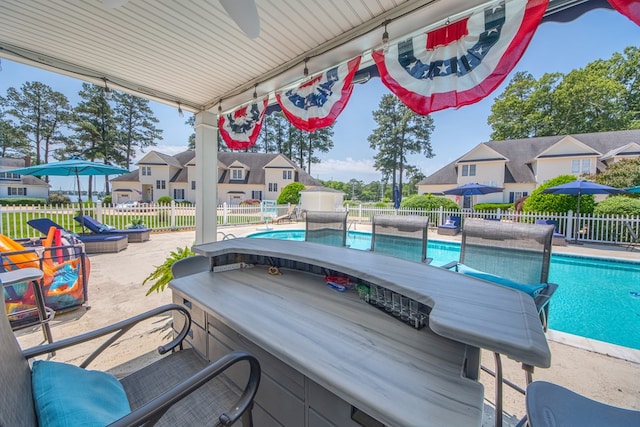 1032 Fishing Bay Rd, Deltaville, VA 23043 - view of swimming pool with a fenced backyard, a residential view, and a patio area