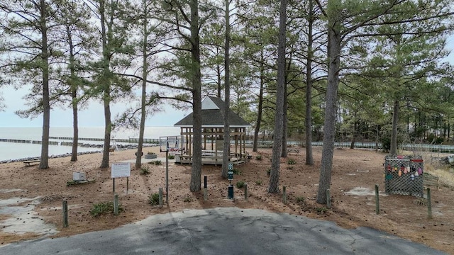 view of yard with a water view