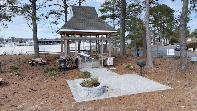 exterior space featuring a gazebo