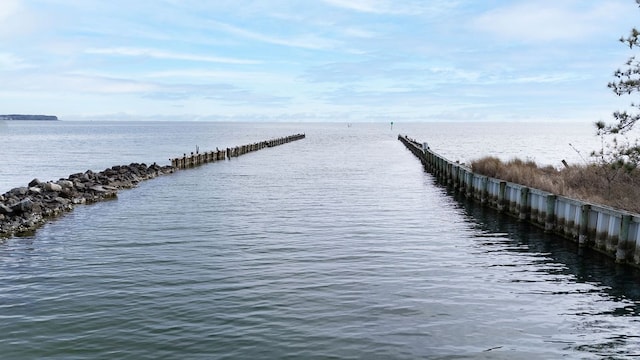 view of dock featuring a water view