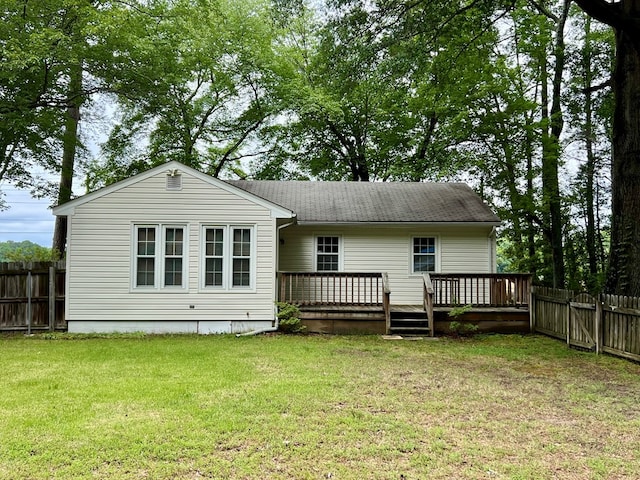 2048 Lake Rd, Lottsburg, VA 22511 - rear view of house featuring a deck and a shingled roof