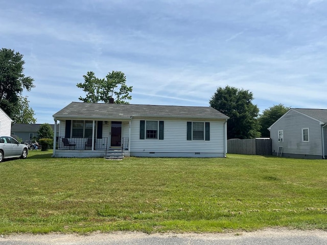 155 Rouzie Dr, Tappahannock, VA 22560 - ranch-style house with crawl space and a porch