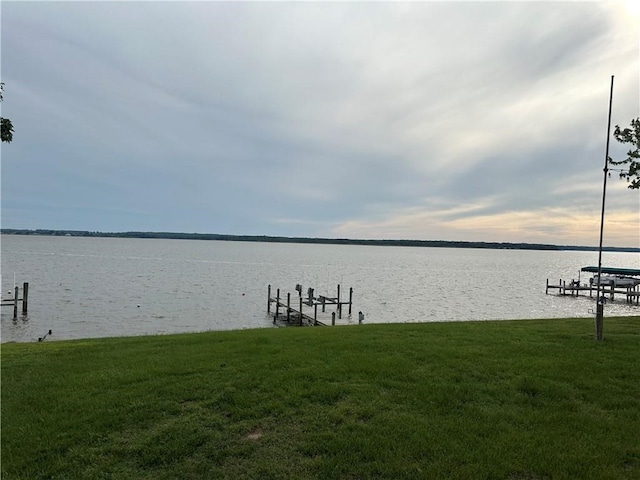 146 Rappa Point Rd, Warsaw, VA 22572 - dock area with a water view and a yard