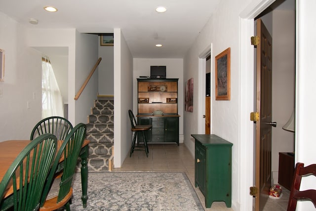 1150 Brammer Dr, Heathsville, VA 22473 - hallway with light tile patterned floors and recessed lighting