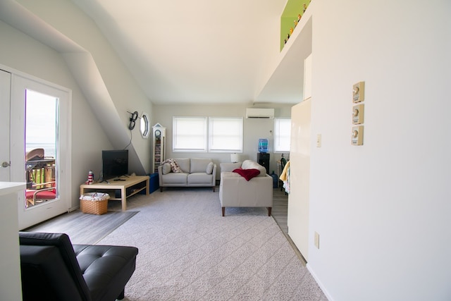 1150 Brammer Dr, Heathsville, VA 22473 - living room featuring a wall unit AC and carpet floors