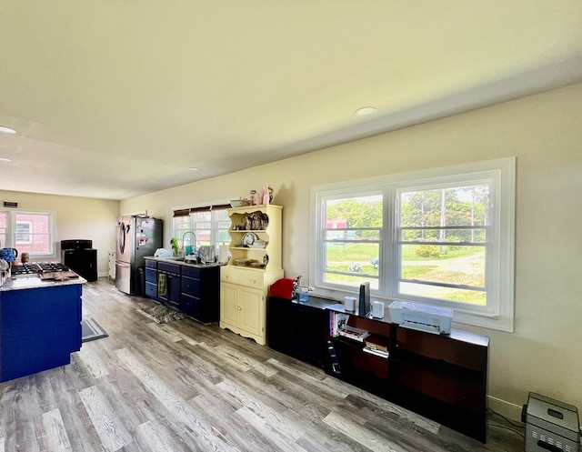 living room featuring light wood-type flooring