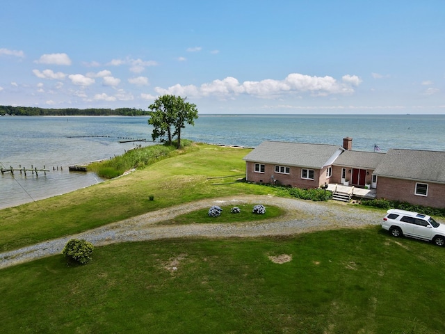 bird's eye view featuring a water view