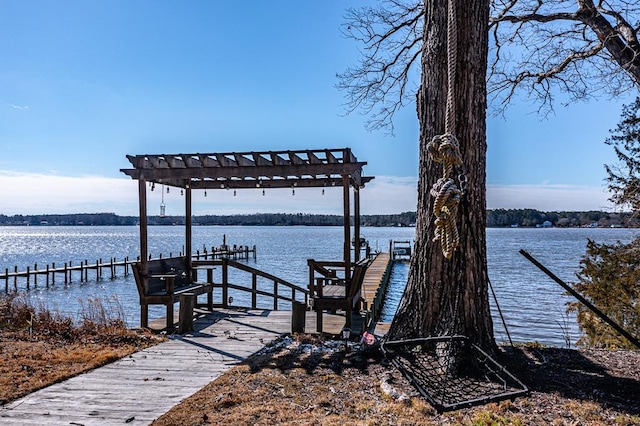 dock area featuring a water view